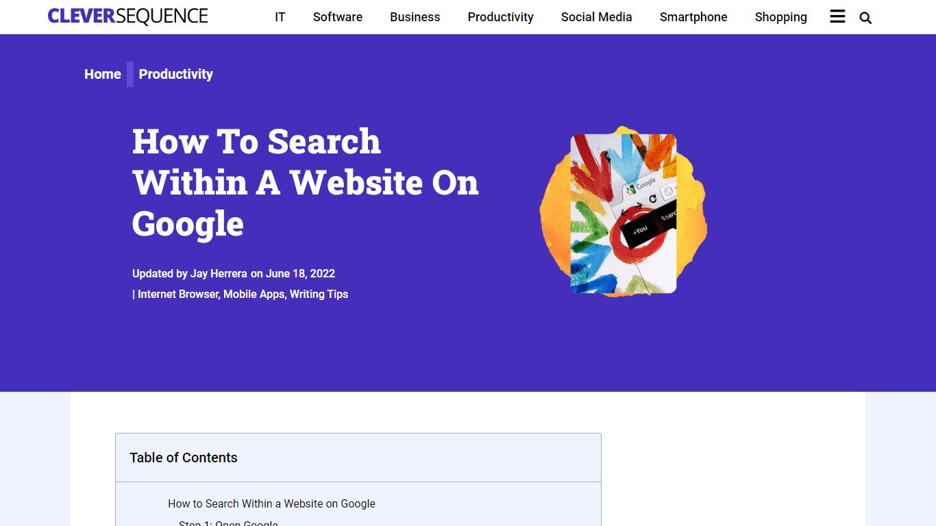 The Easiest Way to Use Google to Search Within a Website - Clever Sequence